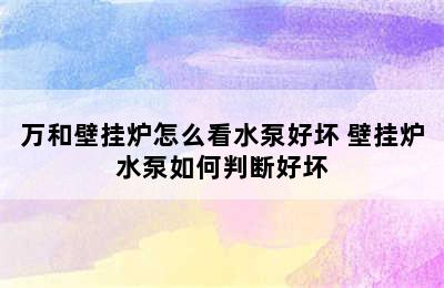 万和壁挂炉怎么看水泵好坏 壁挂炉水泵如何判断好坏